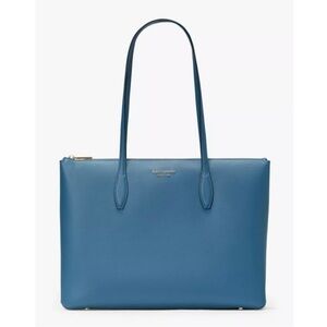 NWT Kate Spade All day Large Leather Zip-Top Tote Manta Blue $328